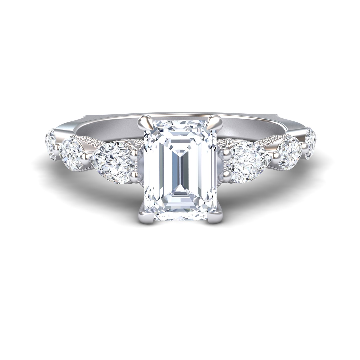 White Diamond Regal Crown Engagement Ring - Quinn