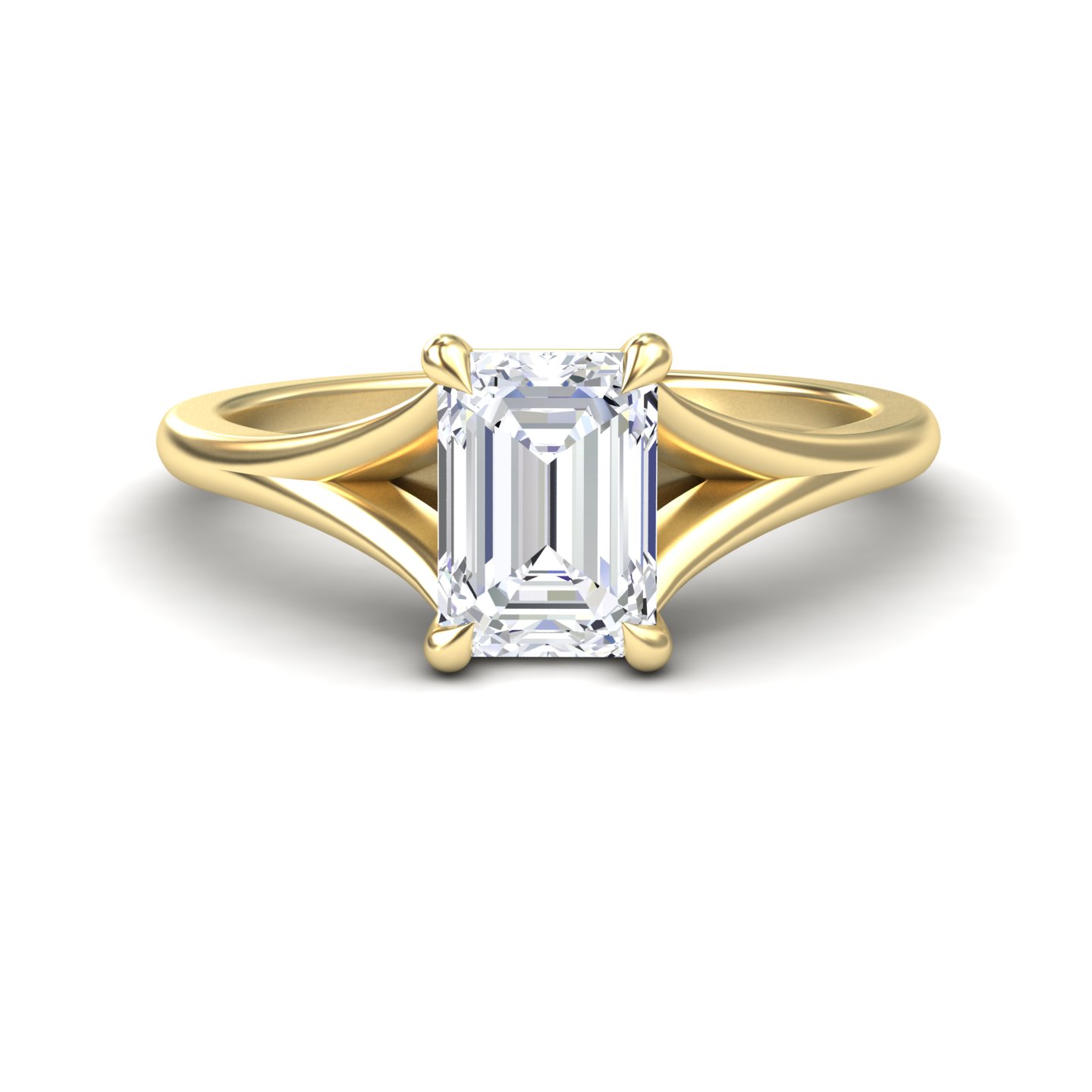 White Diamond Classic Split Shank Solitaire Engagement Ring - Jolie