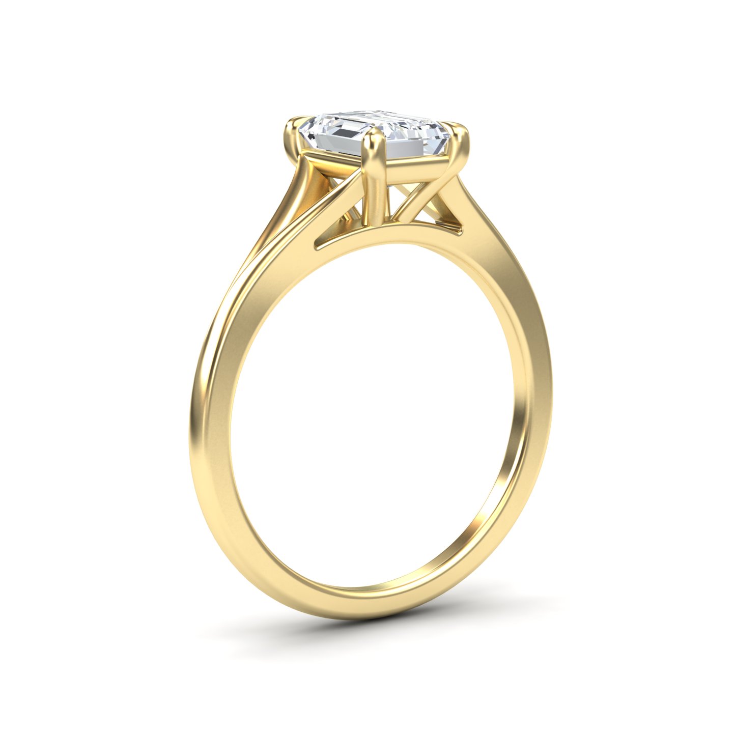 White Diamond Classic Split Shank Solitaire Engagement Ring - Jolie