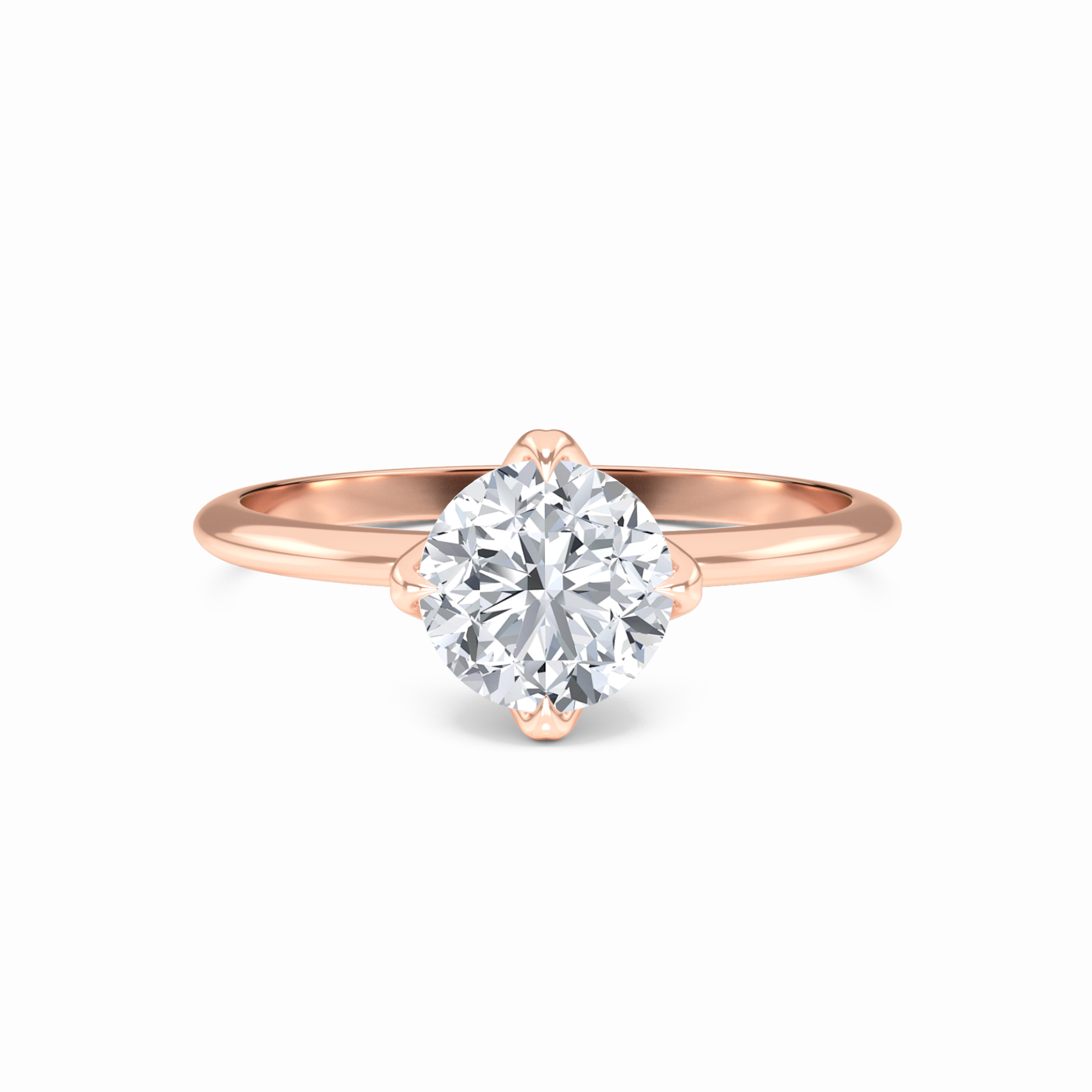 White Diamond V Prong Solitaire Engagement Ring - Srimayi