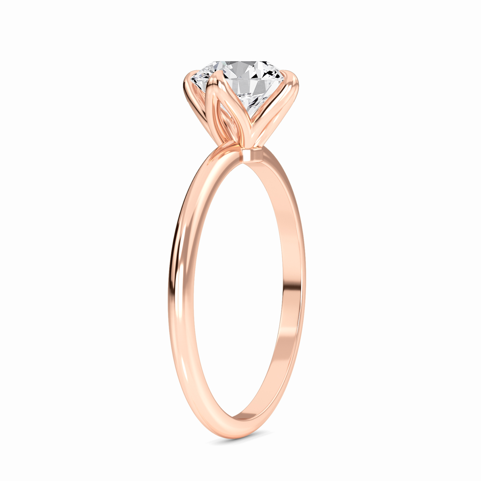 White Diamond V Prong Solitaire Engagement Ring - Srimayi
