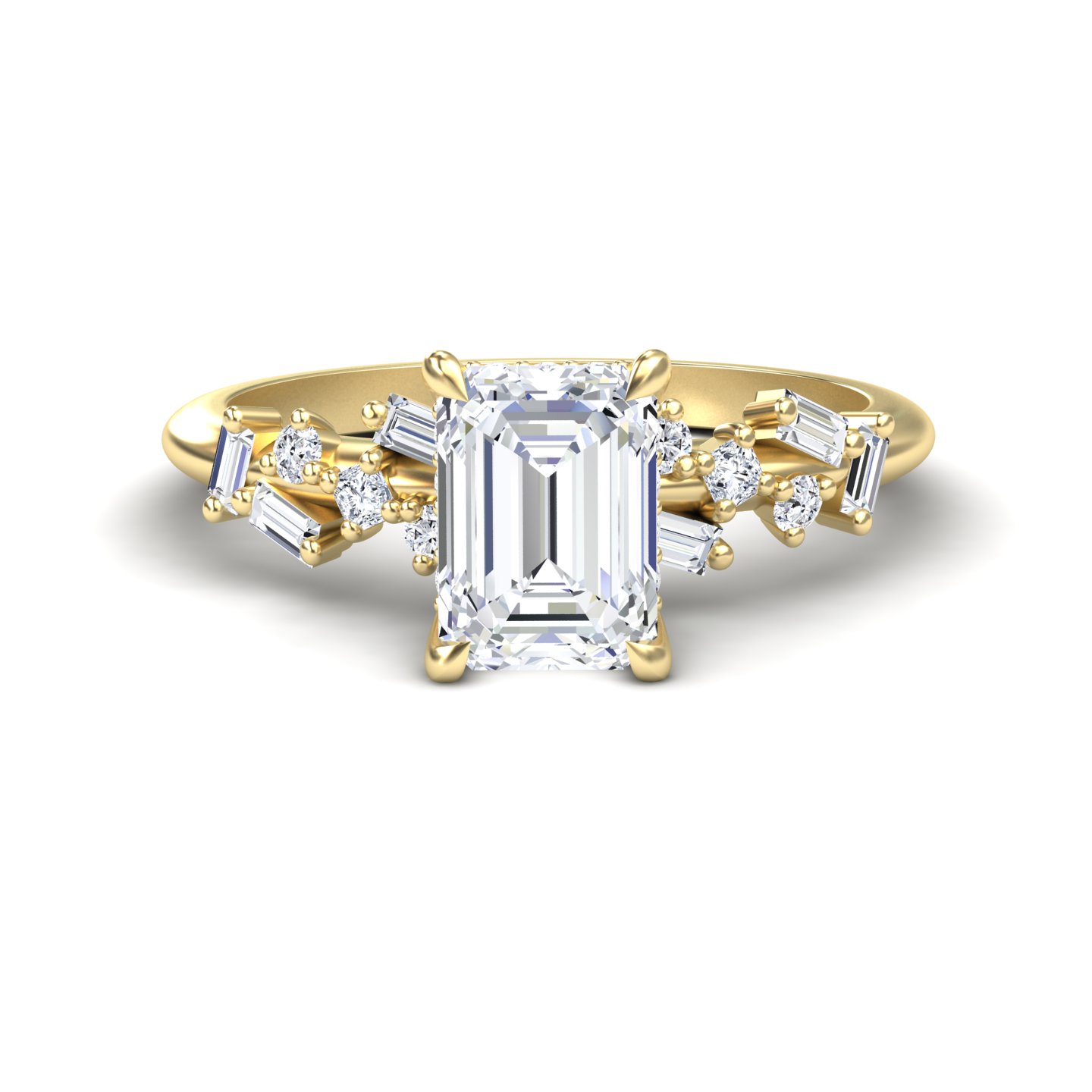 White Diamond Hidden Halo Accent Engagement Ring - Leilani