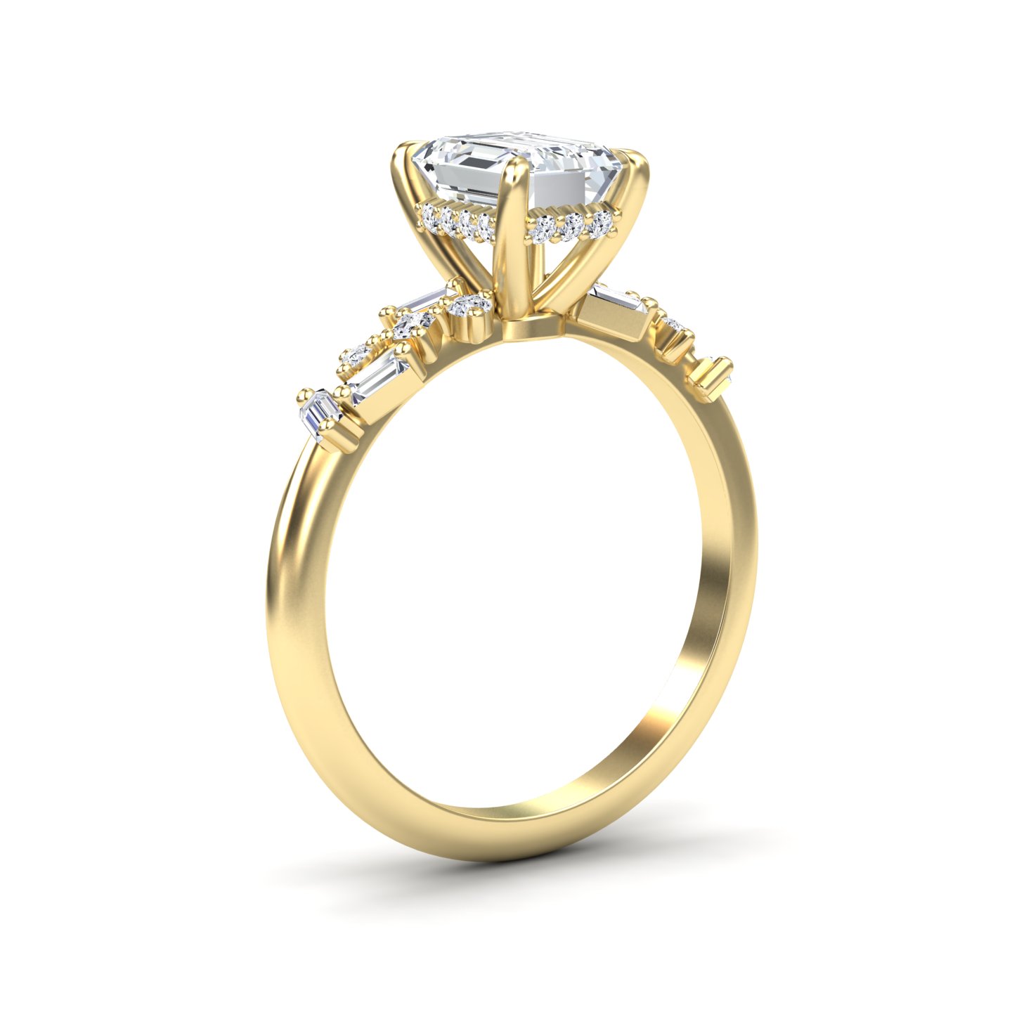 White Diamond Hidden Halo Accent Engagement Ring - Leilani