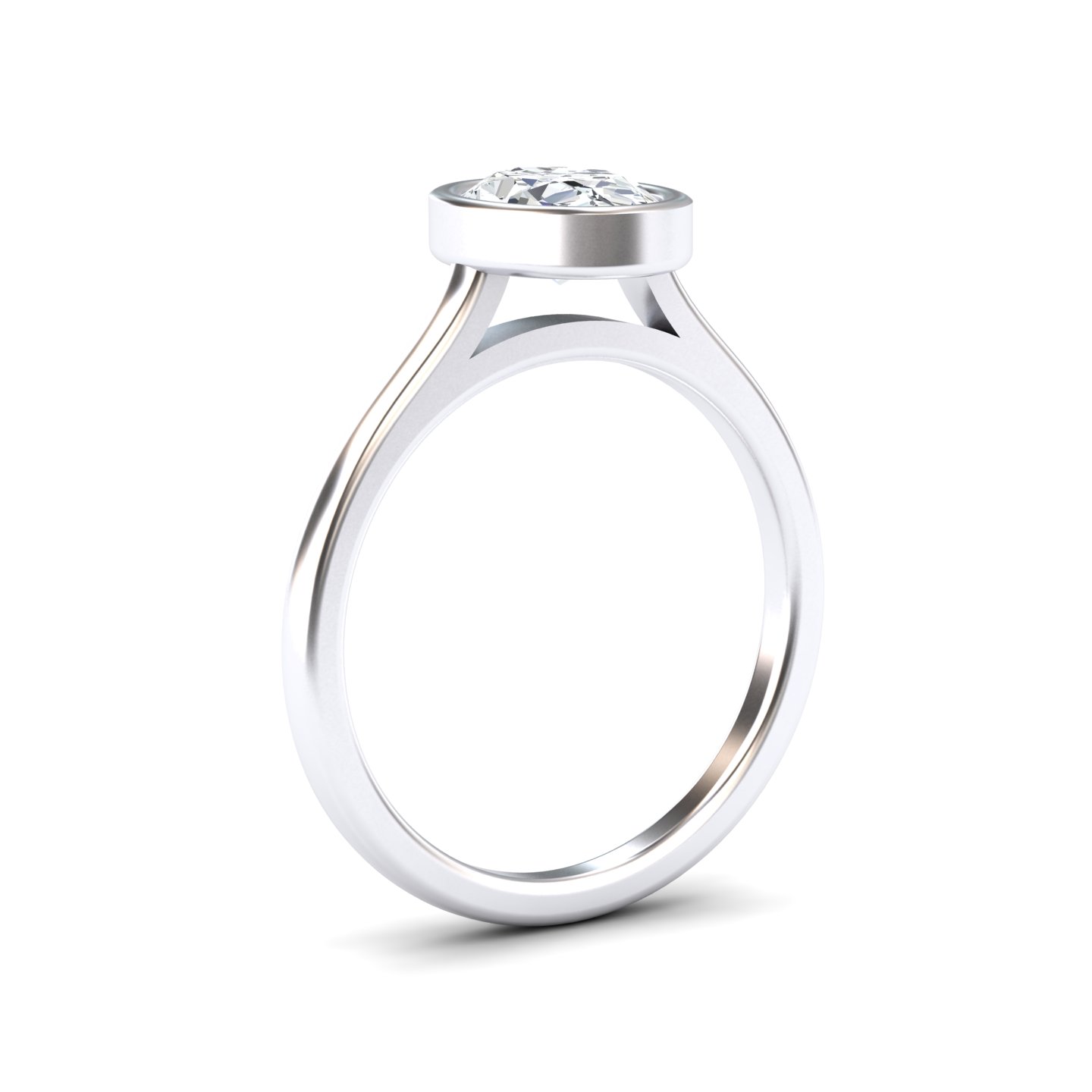 White Diamond Bezel-Set Solitaire Engagement Ring - Mariah