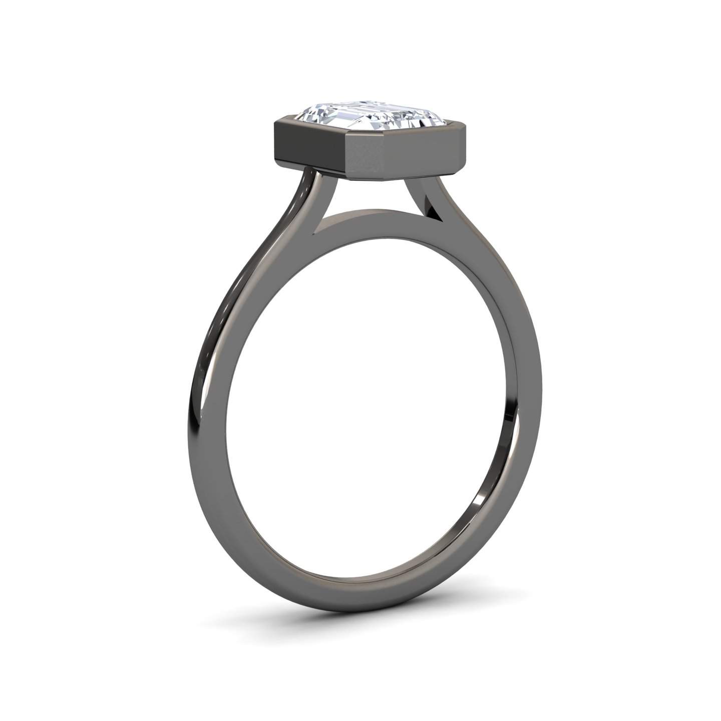 White Diamond Bezel-Set Solitaire Engagement Ring - Lixue