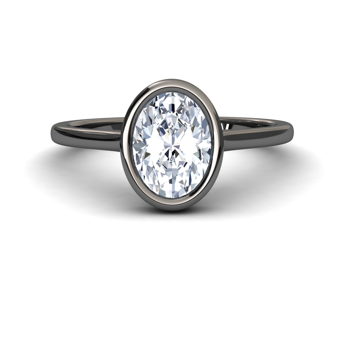 White Diamond Bezel-Set Solitaire Engagement Ring - Lixue