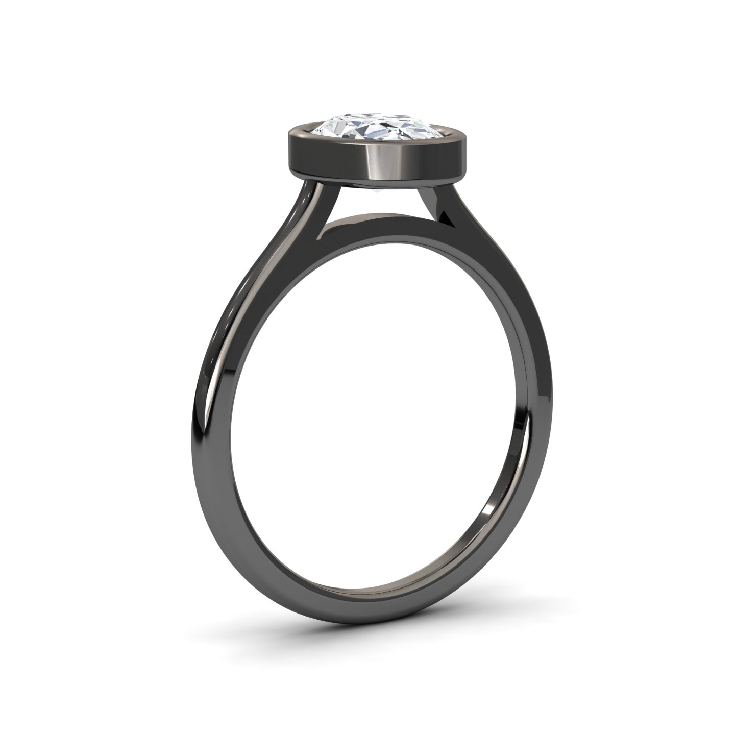 White Diamond Bezel-Set Solitaire Engagement Ring - Lixue