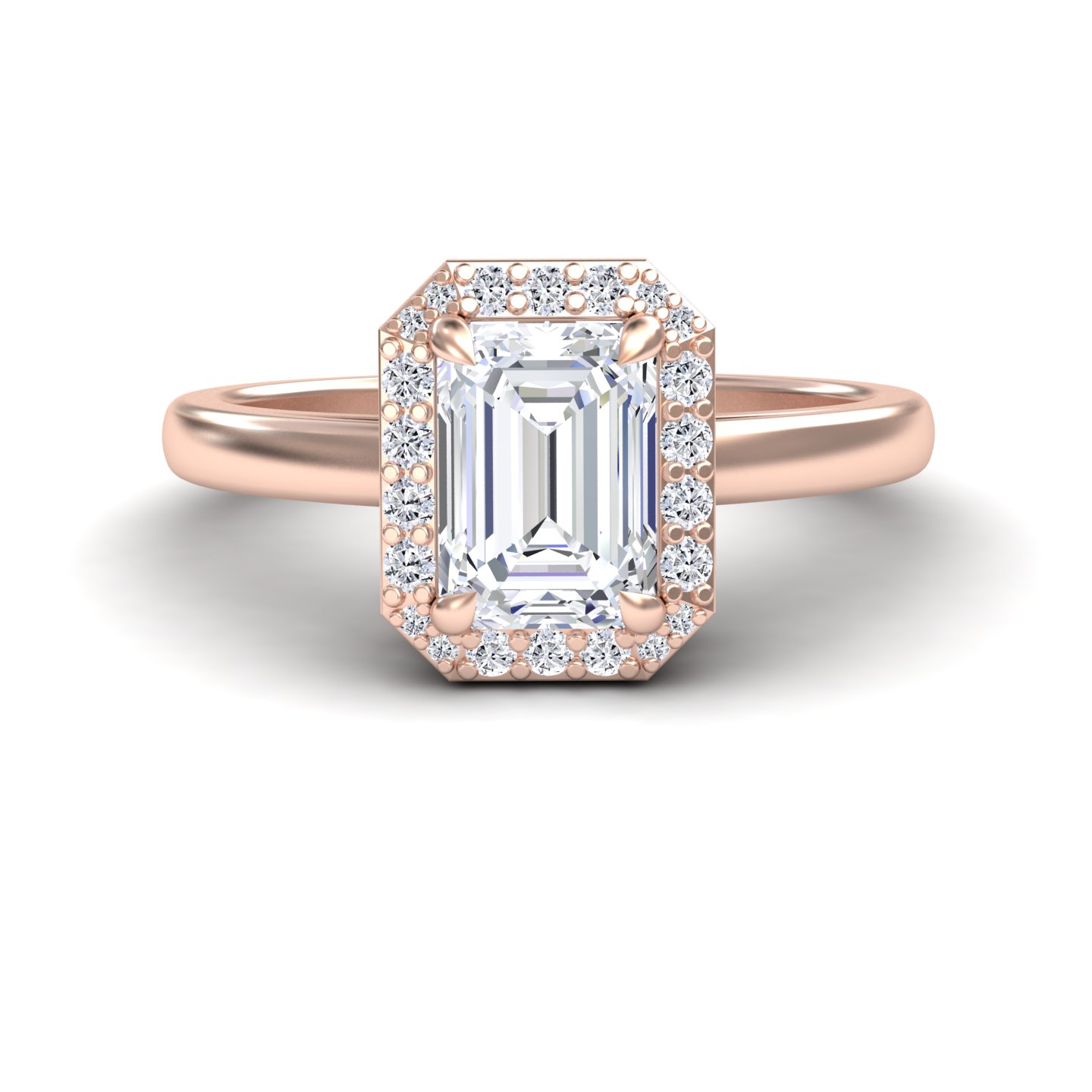 White Diamond Celestia Glow Halo Classic Band Engagement Ring - Xueli