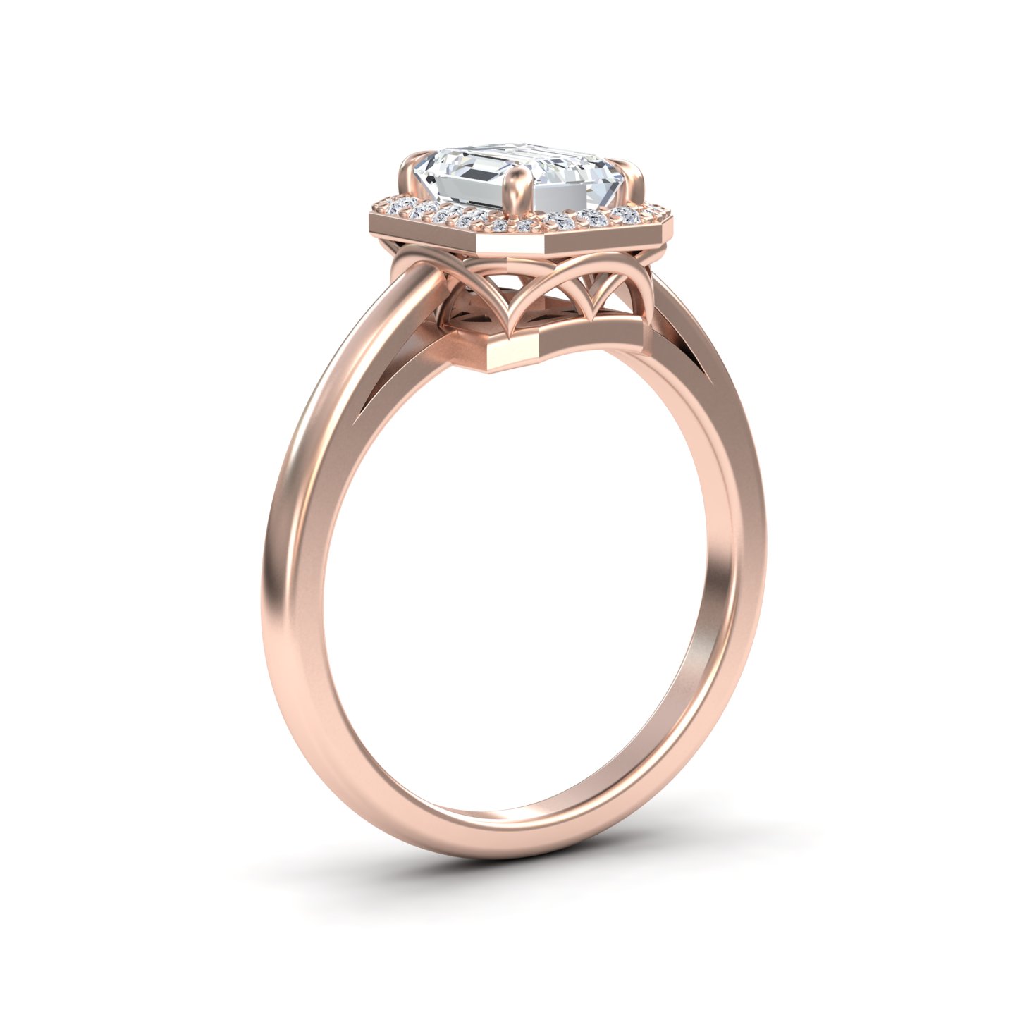 White Diamond Celestia Glow Halo Classic Band Engagement Ring - Xueli