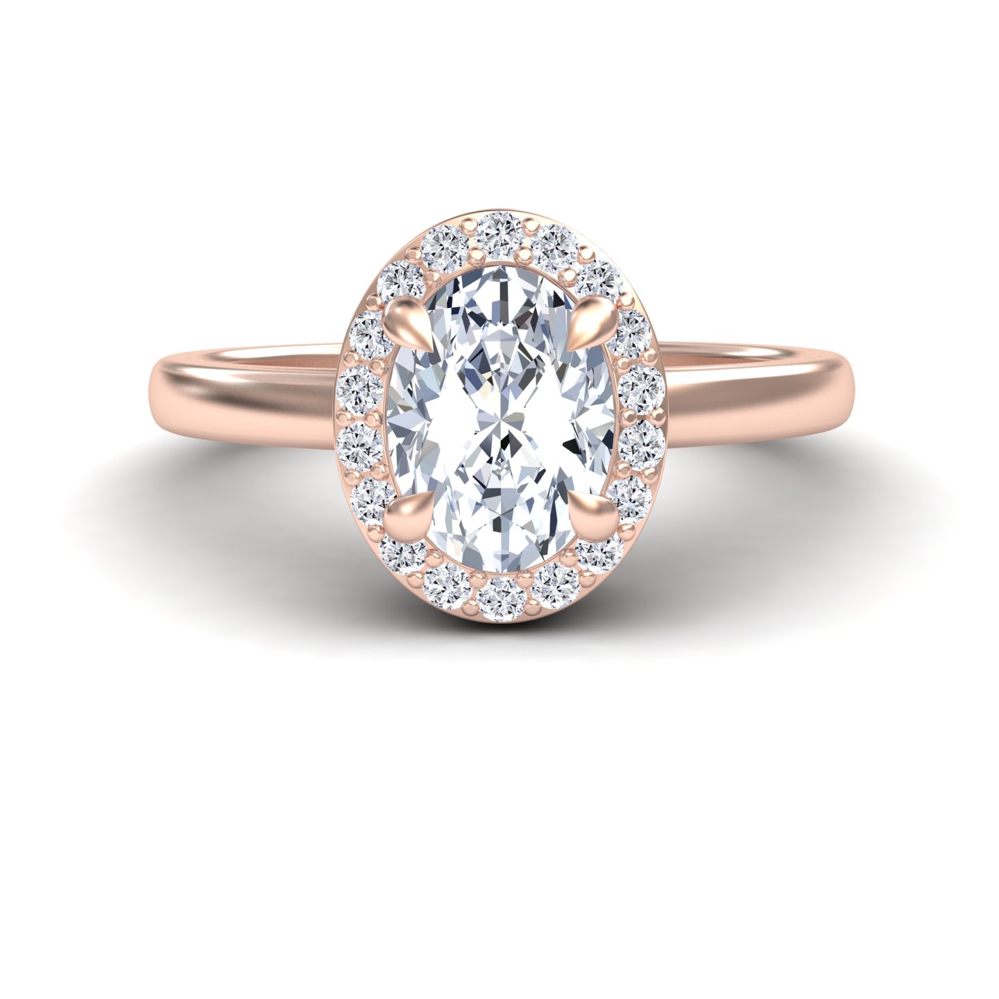 White Diamond Celestia Glow Halo Classic Band Engagement Ring - Xueli