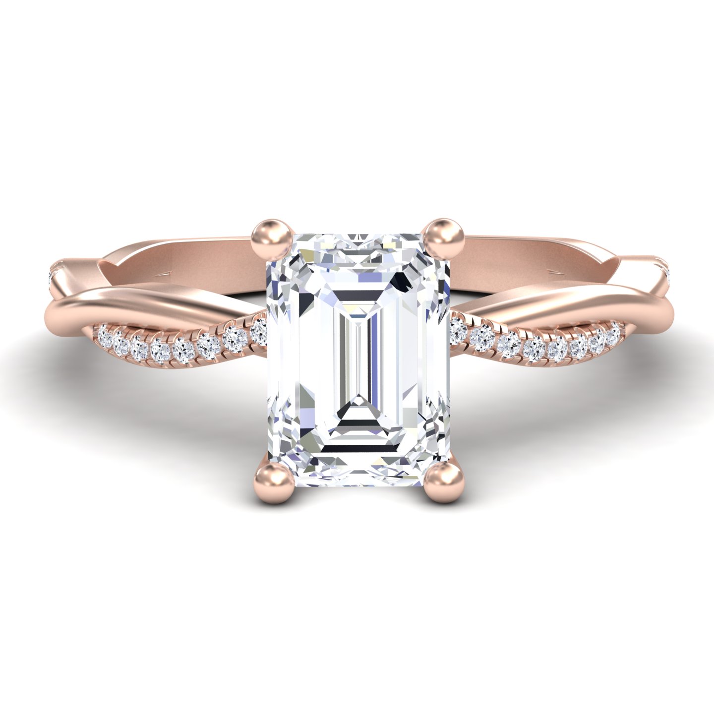 White Diamond Twisted Shank Solitaire Engagement Ring - Margaret