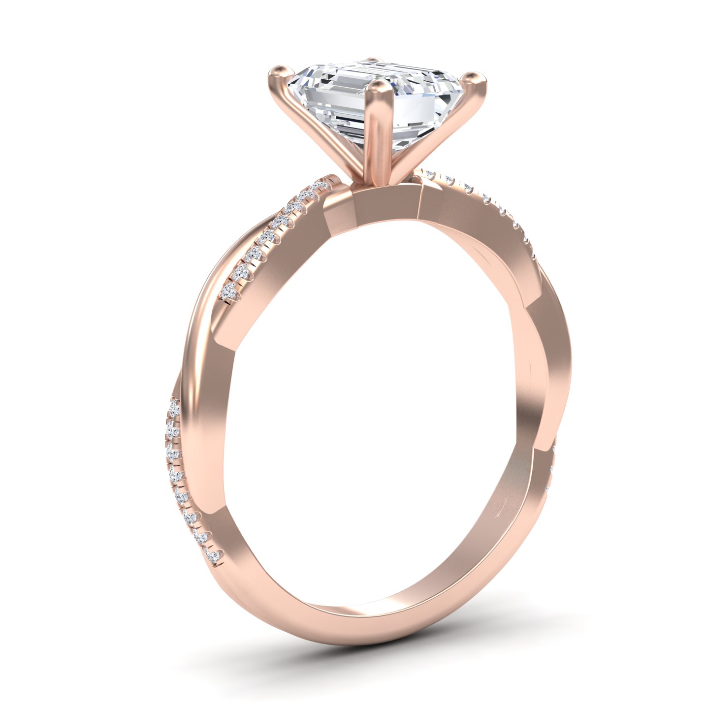 White Diamond Twisted Shank Solitaire Engagement Ring - Margaret