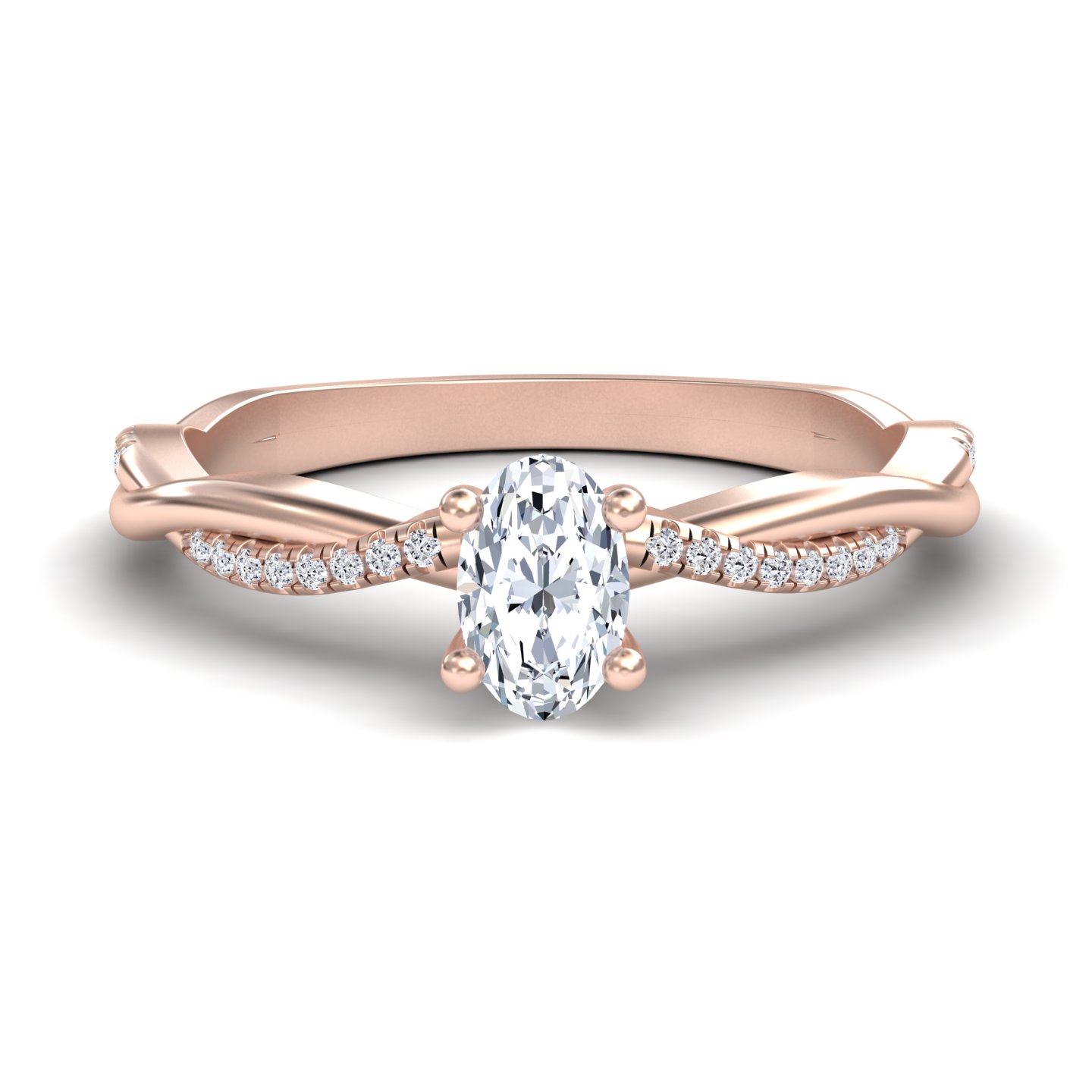 White Diamond Twisted Shank Solitaire Engagement Ring - Margaret