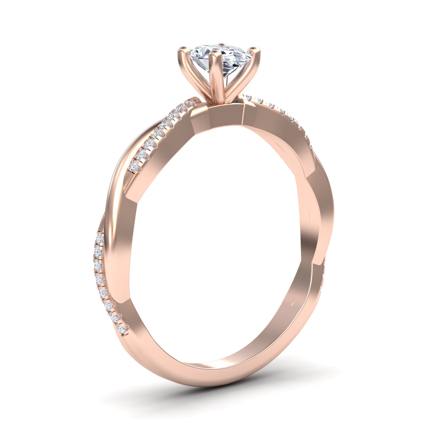 White Diamond Twisted Shank Solitaire Engagement Ring - Margaret