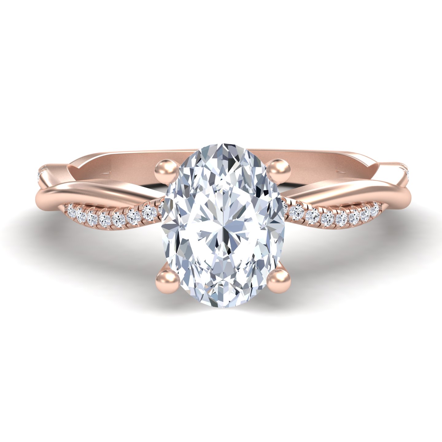 White Diamond Twisted Shank Solitaire Engagement Ring - Margaret