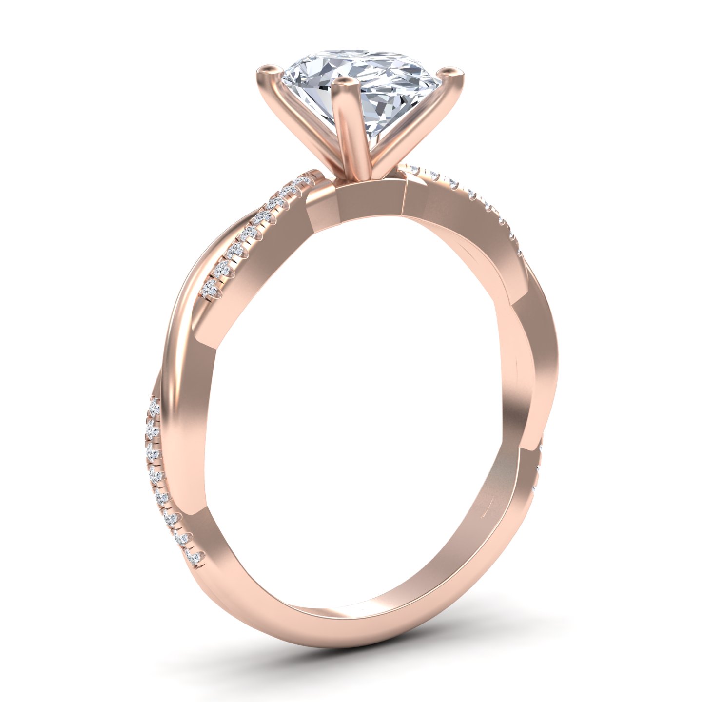 White Diamond Twisted Shank Solitaire Engagement Ring - Margaret