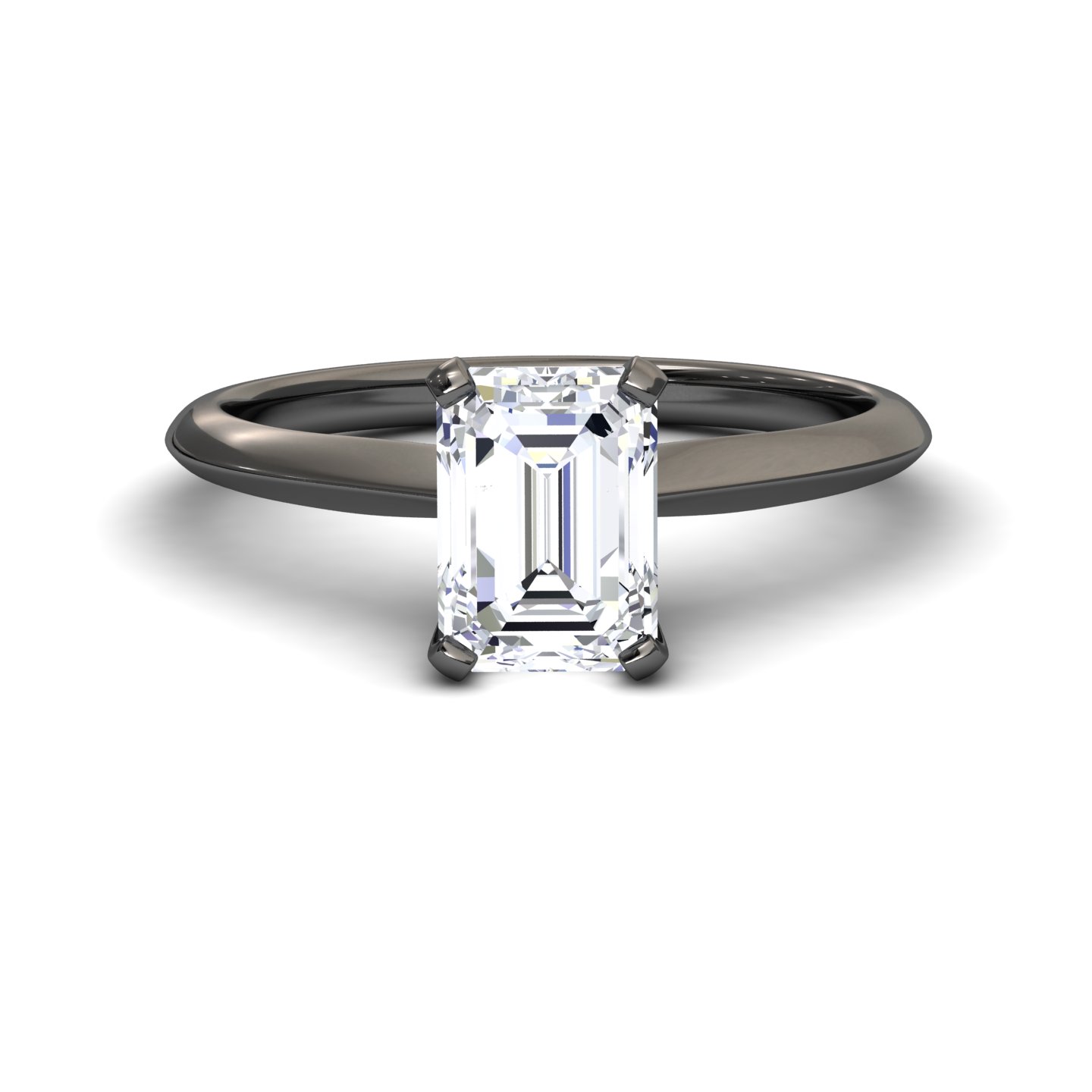 White Diamond Knife Edge Shank Solitaire Engagement Ring - Jocelyn
