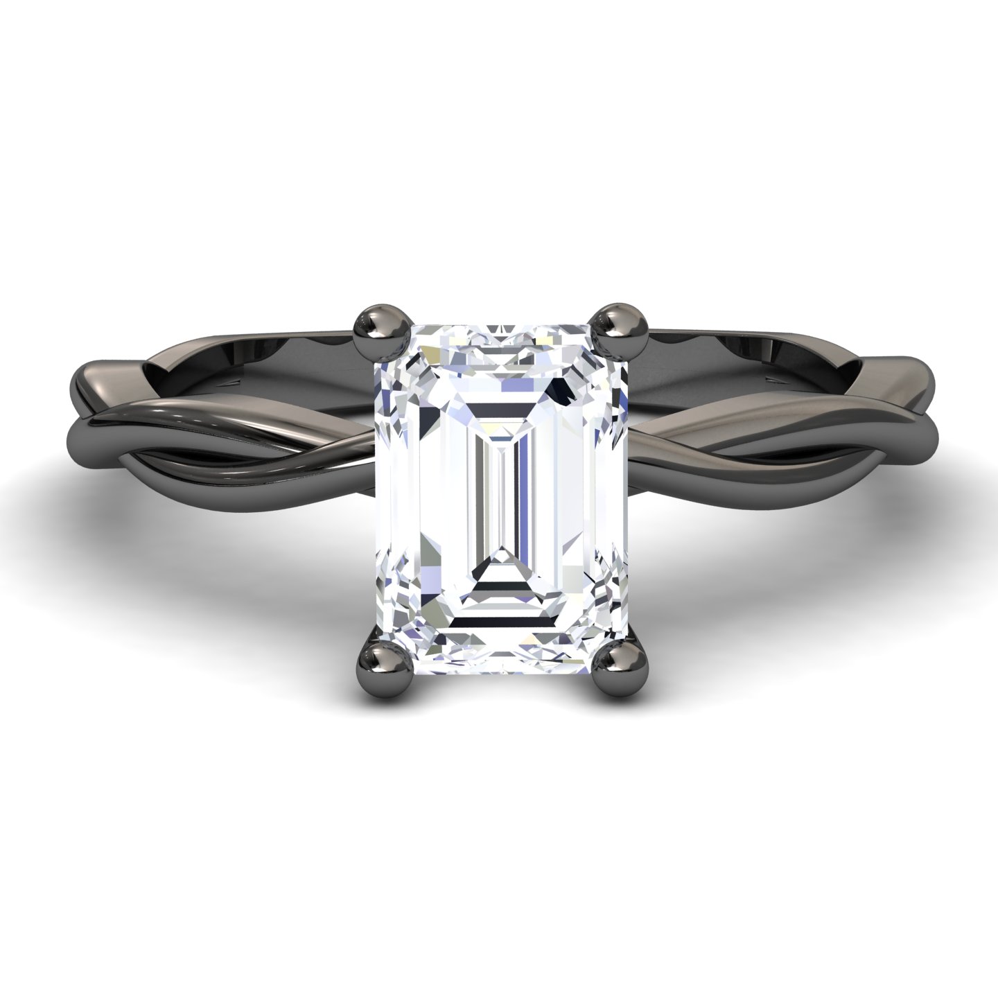 White Diamond Twisted Shank Solitaire Engagement Ring - Yanlin