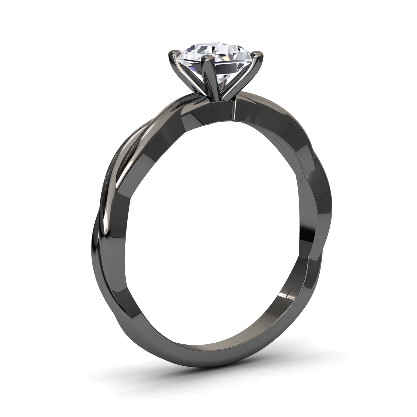 White Diamond Twisted Shank Solitaire Engagement Ring - Yanlin
