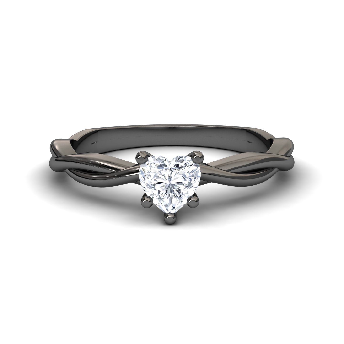 White Diamond Twisted Shank Solitaire Engagement Ring - Yanlin