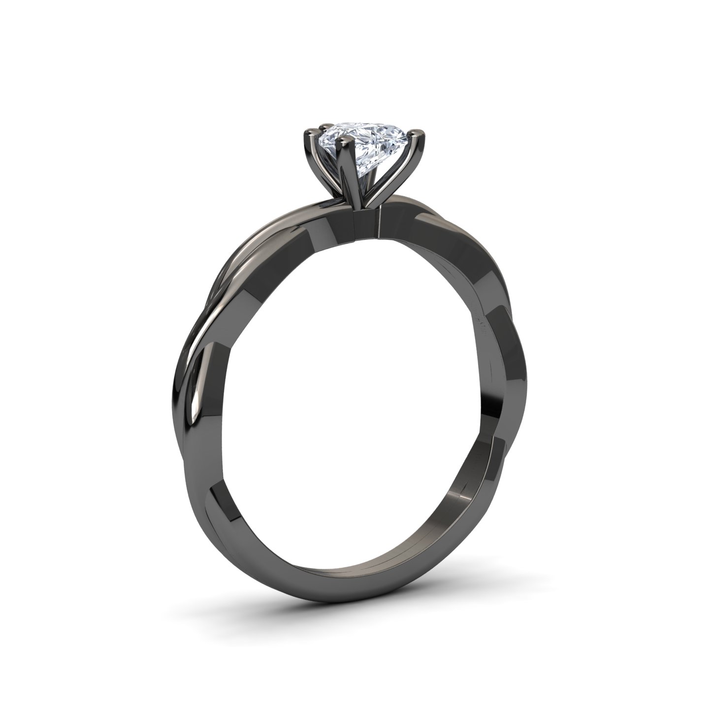 White Diamond Twisted Shank Solitaire Engagement Ring - Yanlin