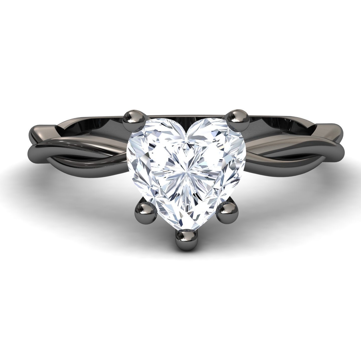 White Diamond Twisted Shank Solitaire Engagement Ring - Yanlin