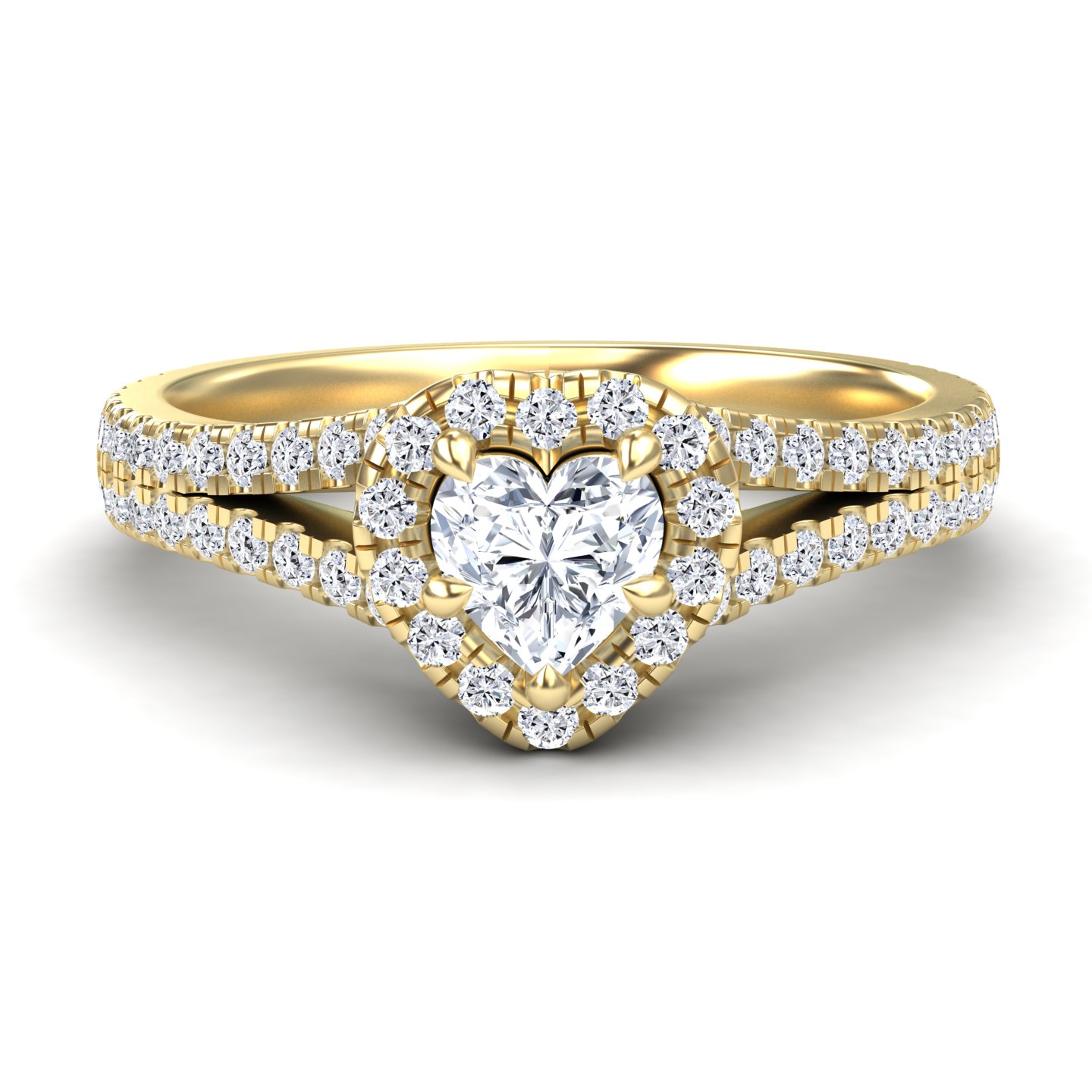 White Diamond Split Pave Shank Halo Engagement Ring - Zelin
