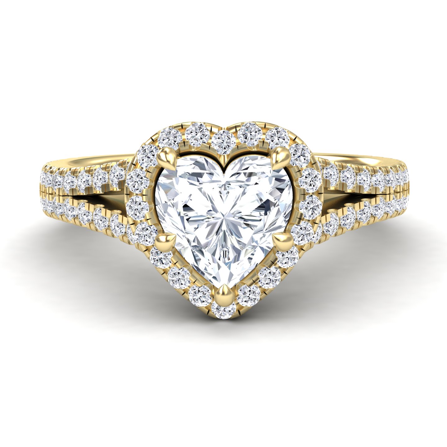 White Diamond Split Pave Shank Halo Engagement Ring - Zelin