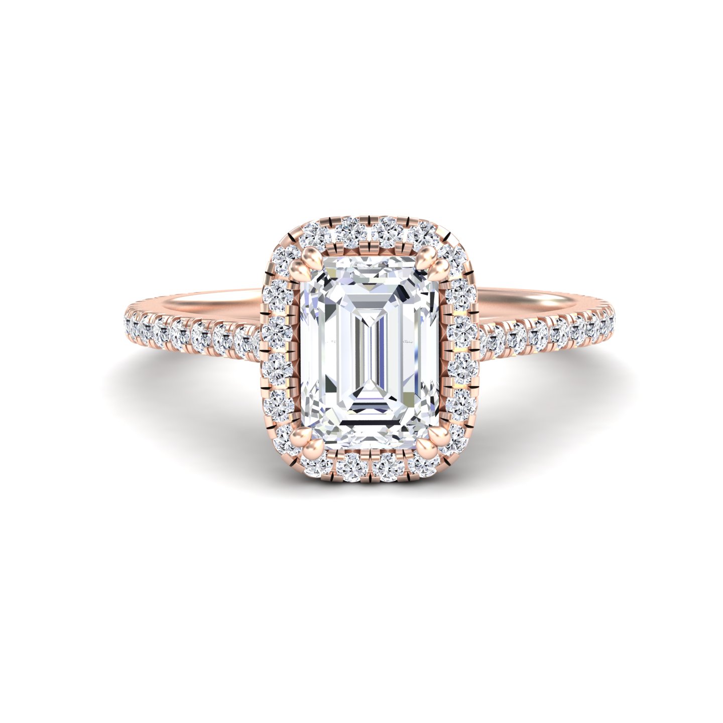 White Diamond Pave Set Halo Engagement Ring - Yulan