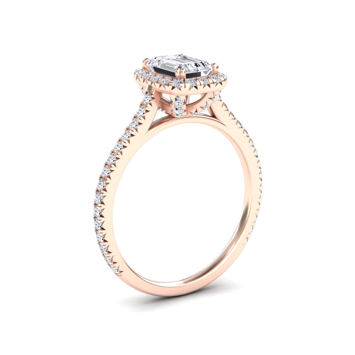 White Diamond Pave Set Halo Engagement Ring - Yulan