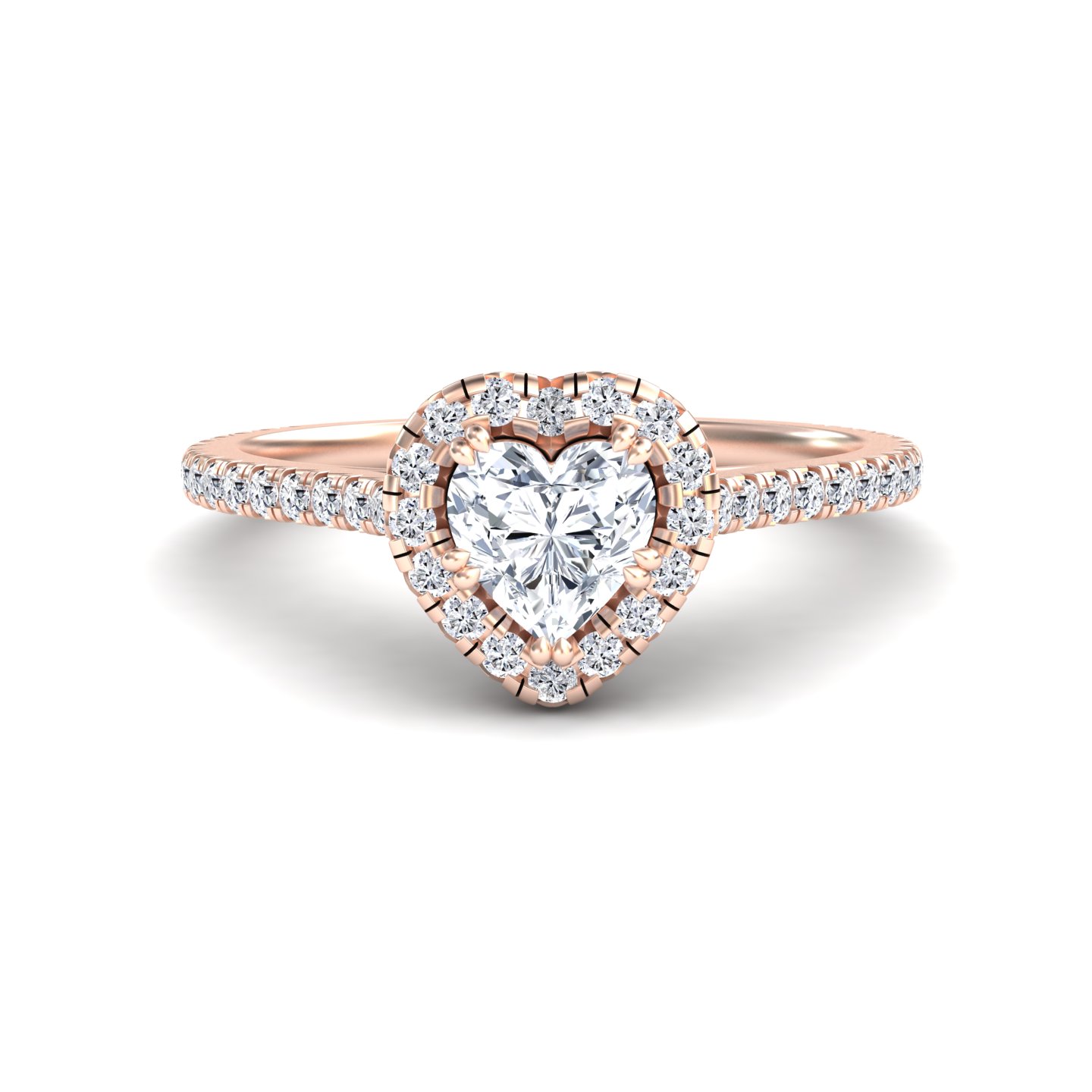White Diamond Pave Set Halo Engagement Ring - Yulan