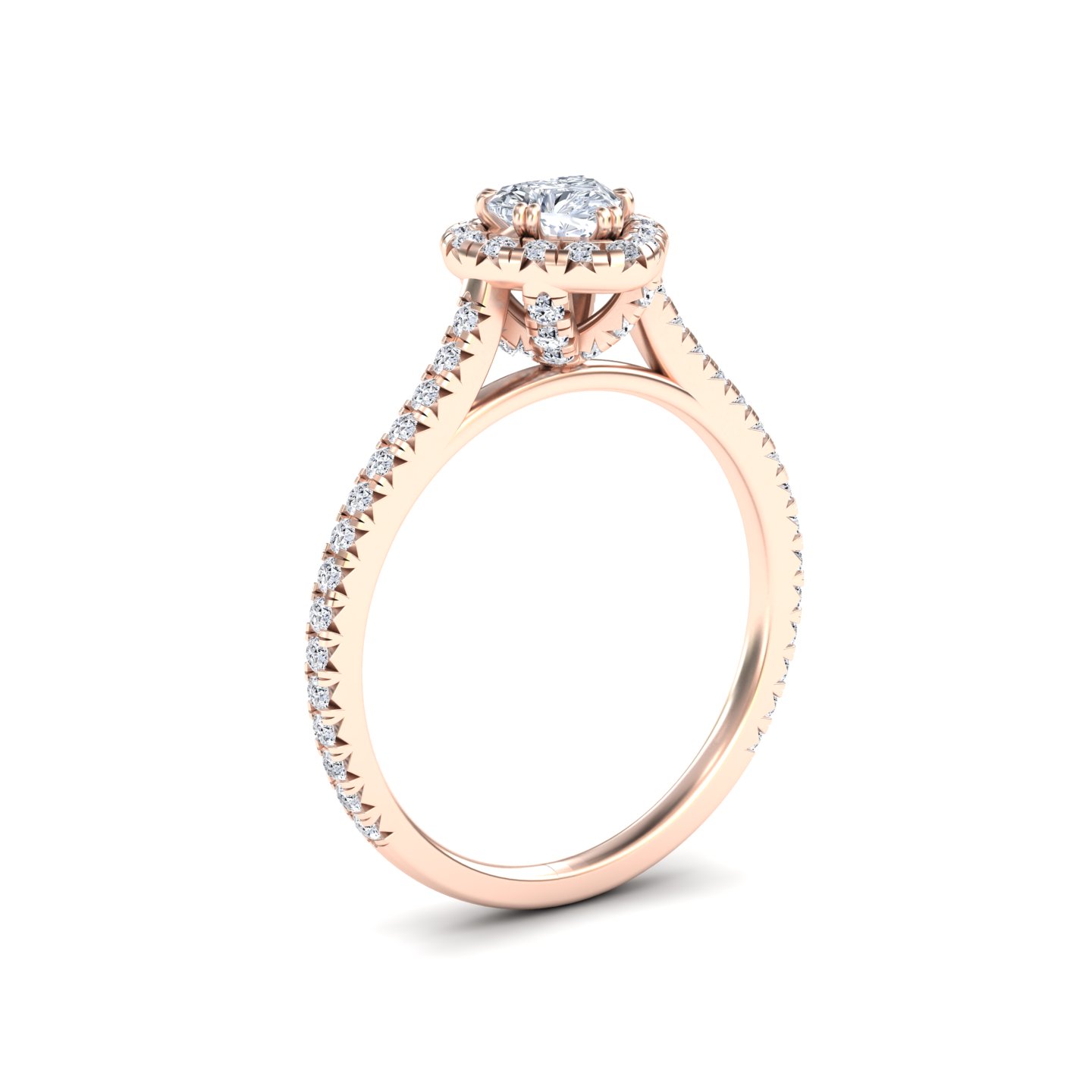 White Diamond Pave Set Halo Engagement Ring - Yulan