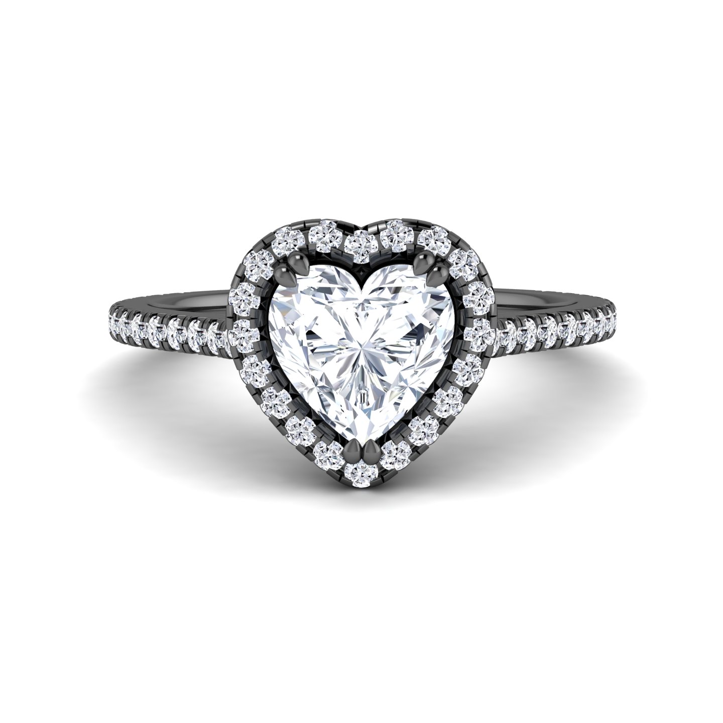 White Diamond Pave Set Halo Engagement Ring - Yulan