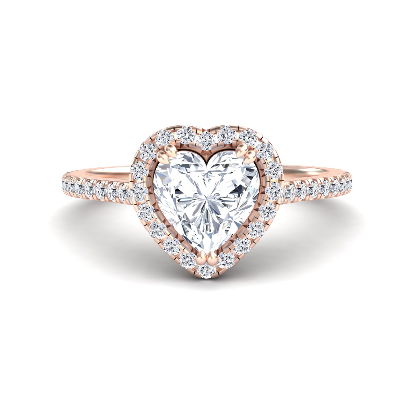 White Diamond Pave Set Halo Engagement Ring - Yulan