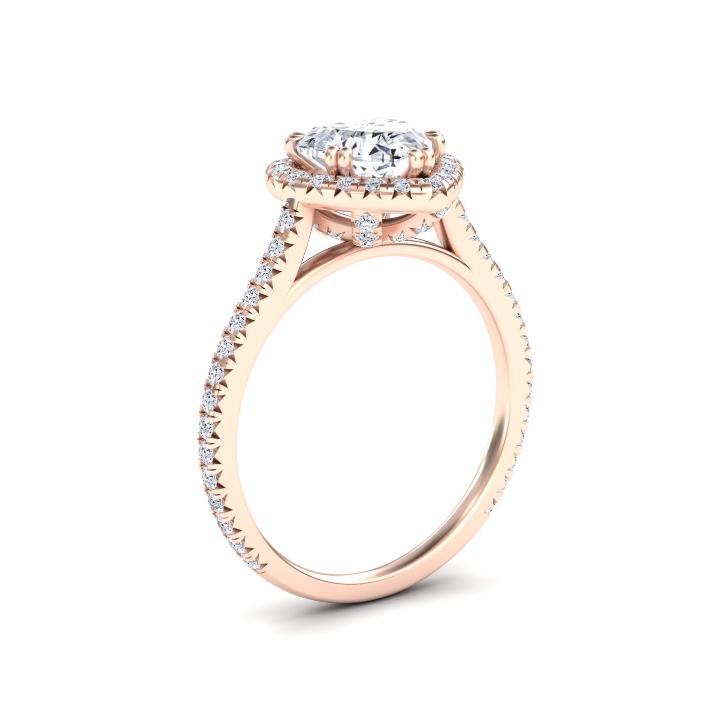White Diamond Pave Set Halo Engagement Ring - Yulan