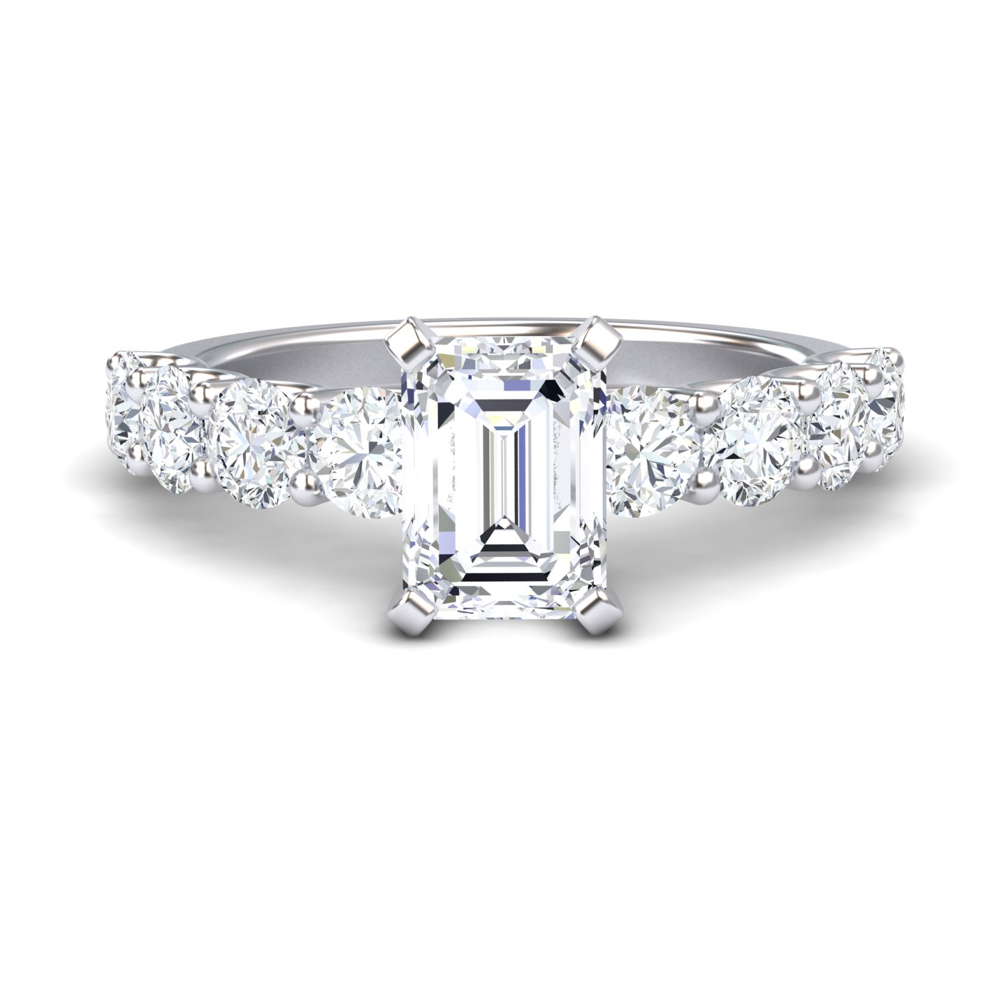 White Diamond Shared Prong Set Engagement Ring - Jayla