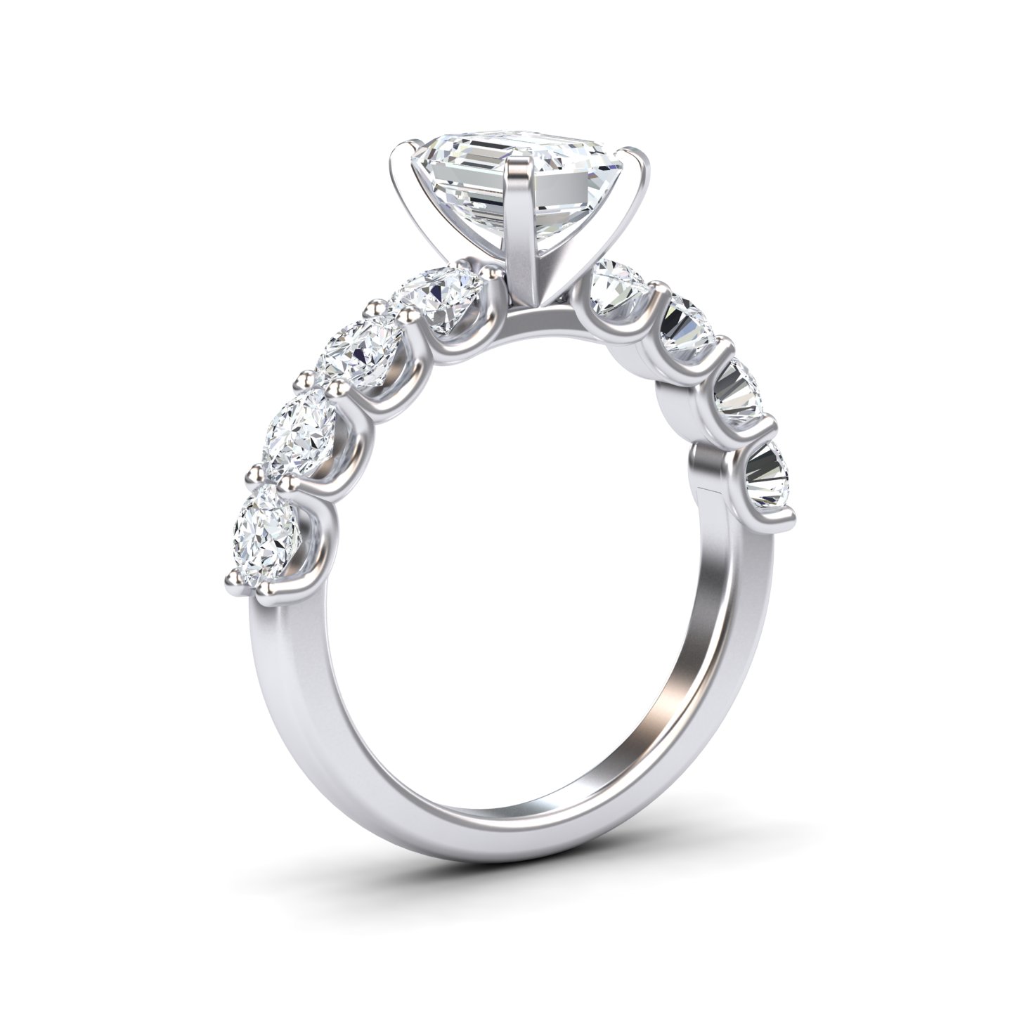 White Diamond Shared Prong Set Engagement Ring - Jayla