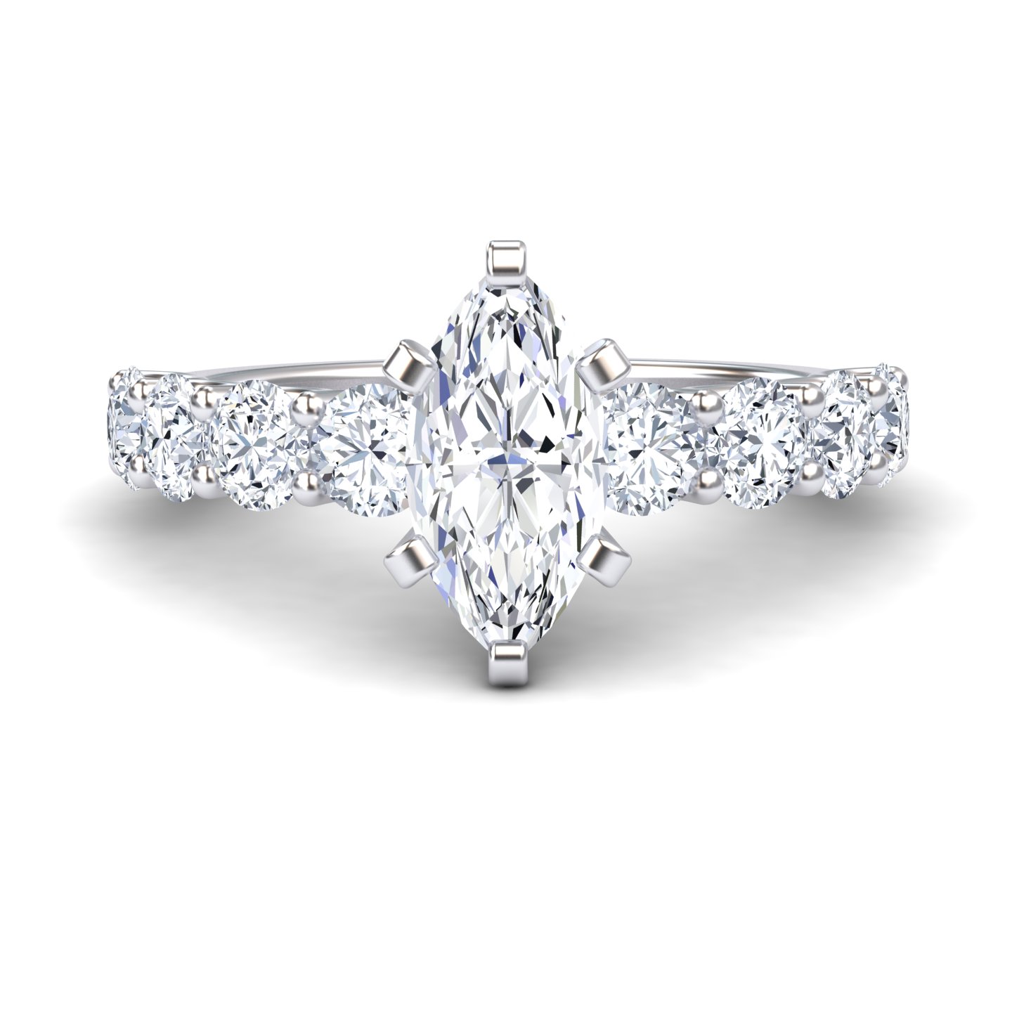 White Diamond Shared Prong Set Engagement Ring - Jayla