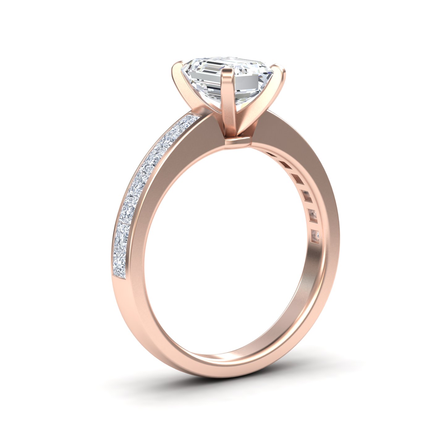 White Diamond Channel Set Engagement Ring - Yawen