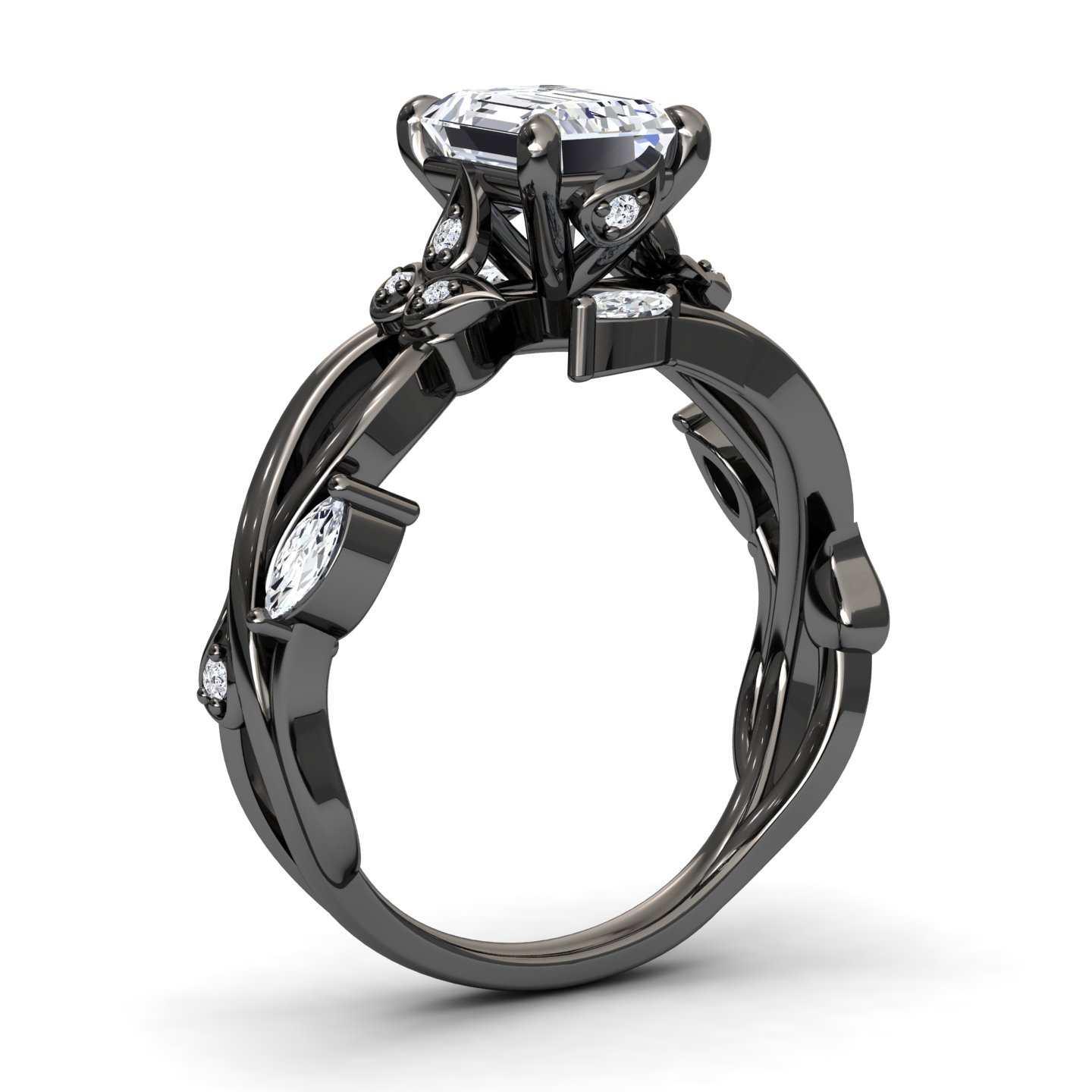White Diamond Nature-Inspired Vine Engagement Ring - Zhongyi