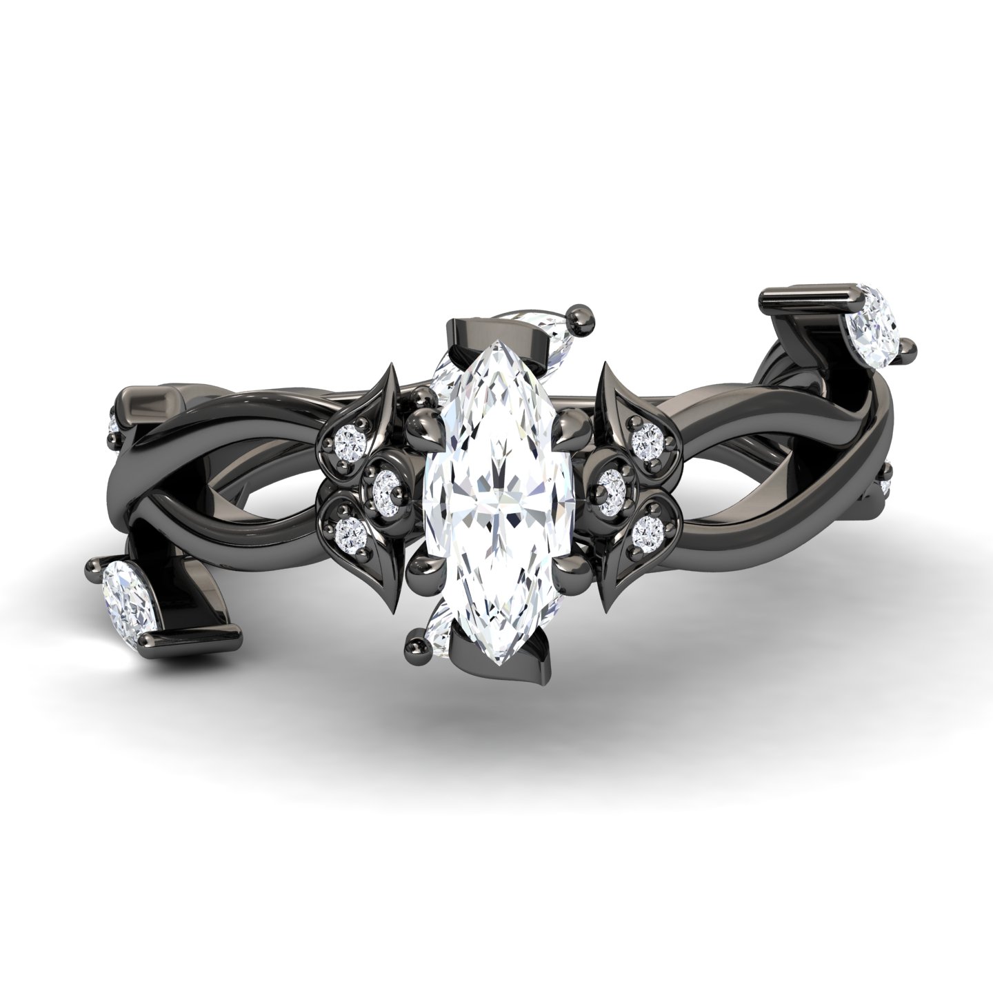 White Diamond Nature-Inspired Vine Engagement Ring - Zhongyi