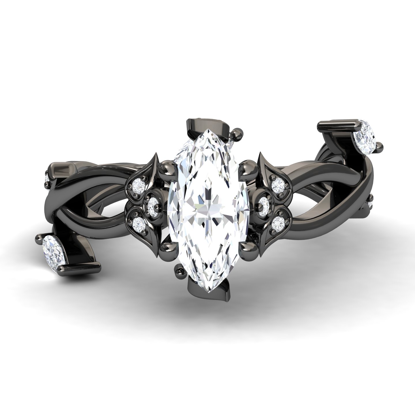 White Diamond Nature-Inspired Vine Engagement Ring - Zhongyi