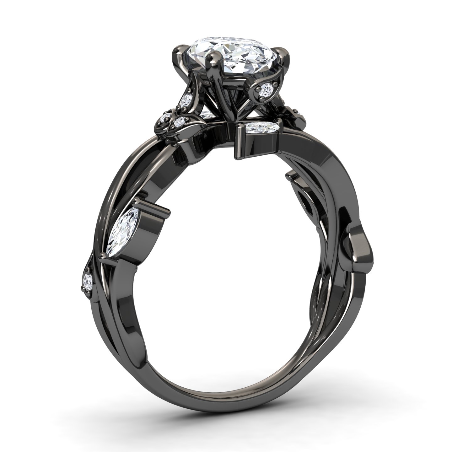 White Diamond Nature-Inspired Vine Engagement Ring - Zhongyi