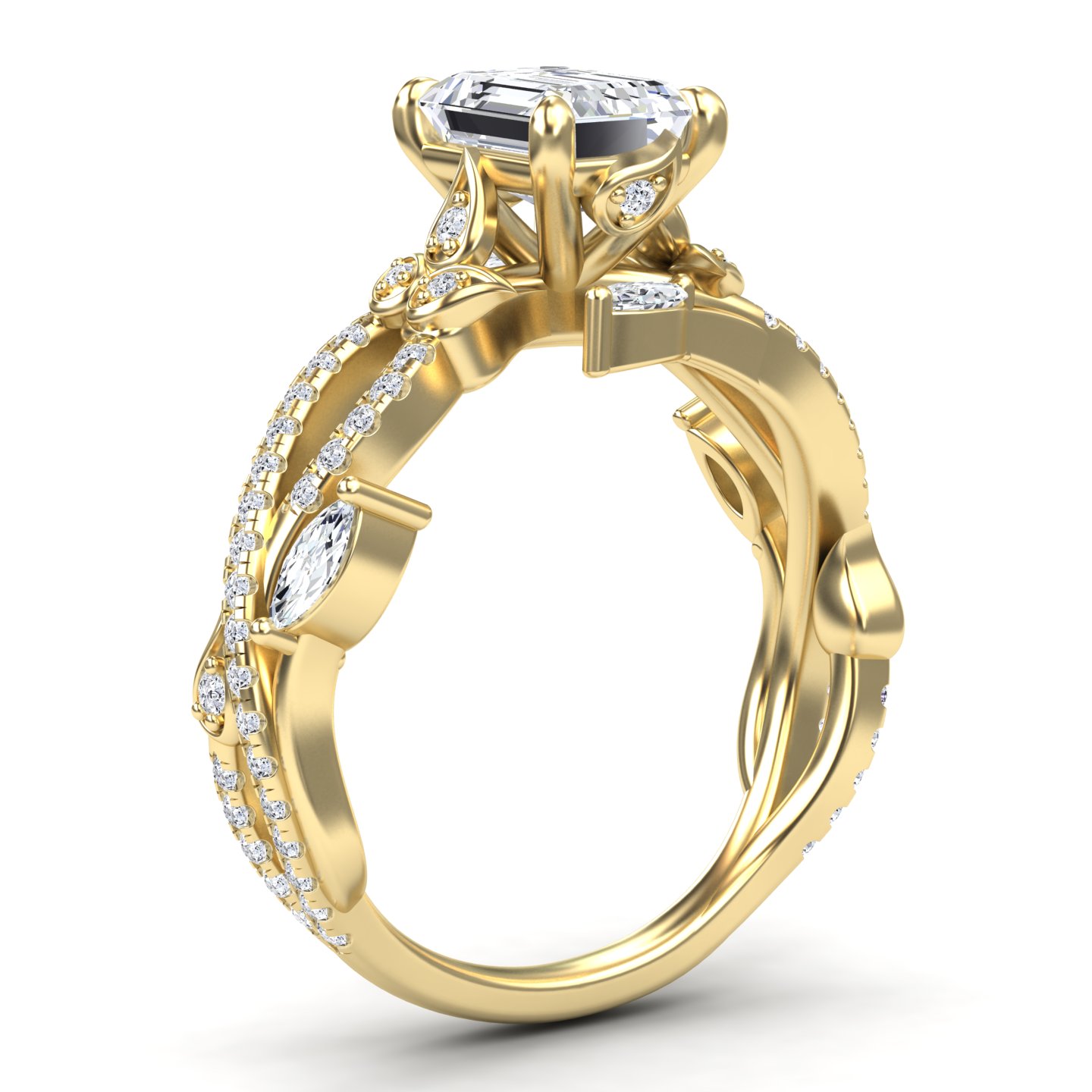 White Diamond Twisted Vine Pave Engagement Ring - Shan