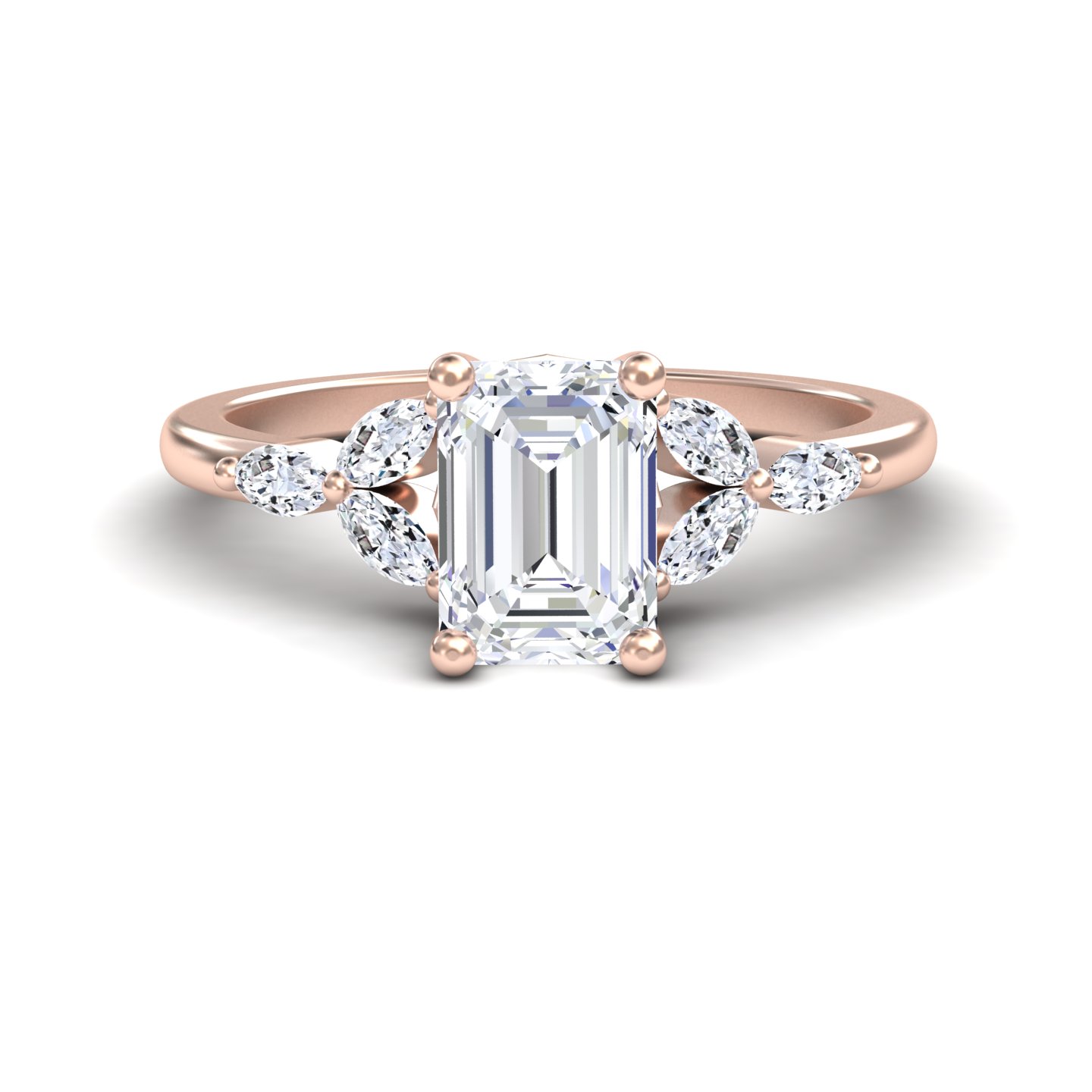 White Diamond Nature-Inspired Accented Engagement Ring - Alana