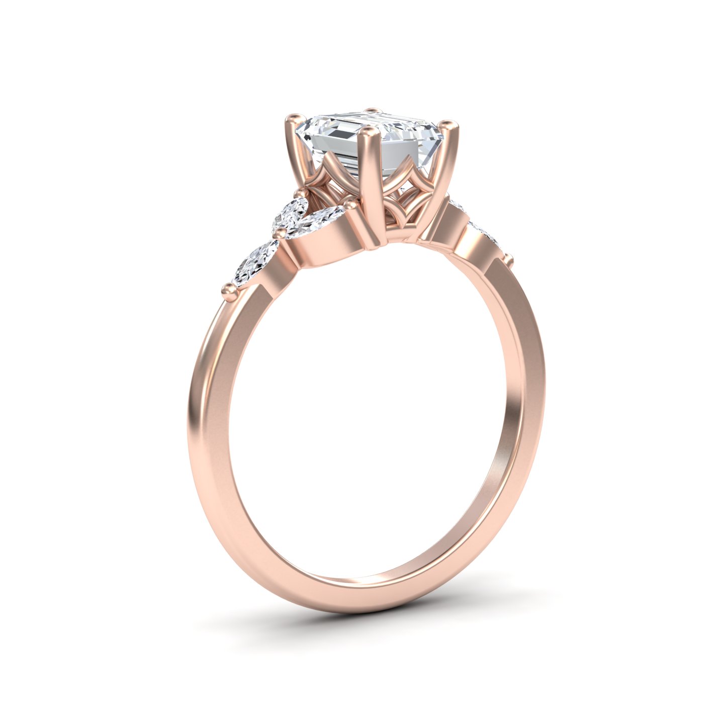 White Diamond Nature-Inspired Accented Engagement Ring - Alana