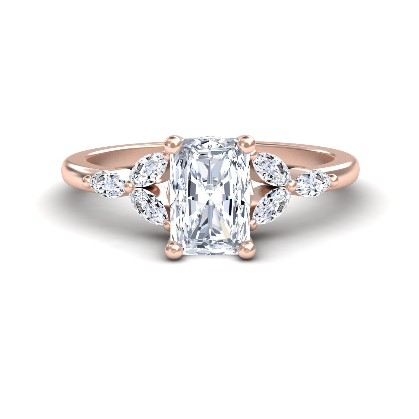White Diamond Nature-Inspired Accented Engagement Ring - Alana