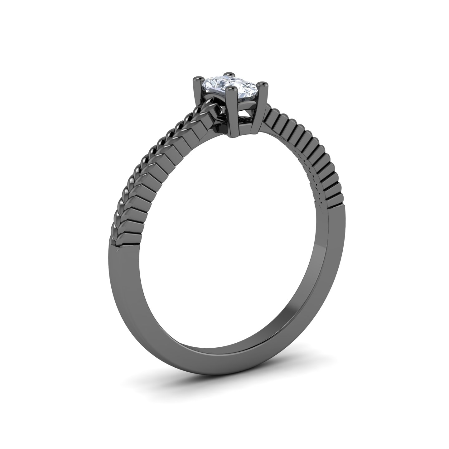 White Diamond Rope-Textured Shank Engagement Ring - Crystal