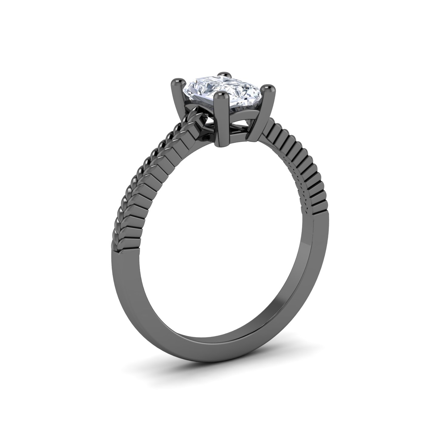 White Diamond Rope-Textured Shank Engagement Ring - Crystal