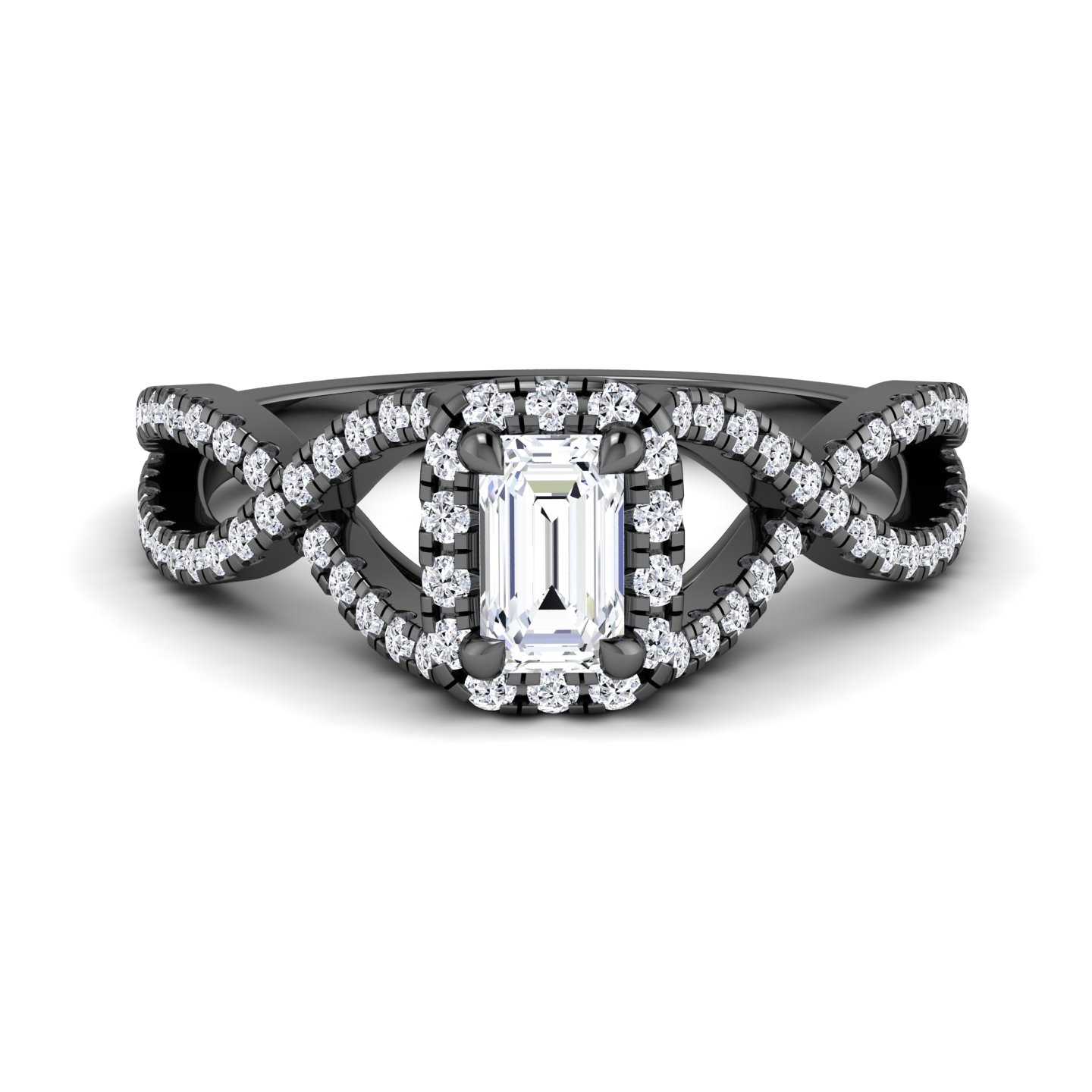 White Diamond Halo Twist Engagement Ring - Angelina